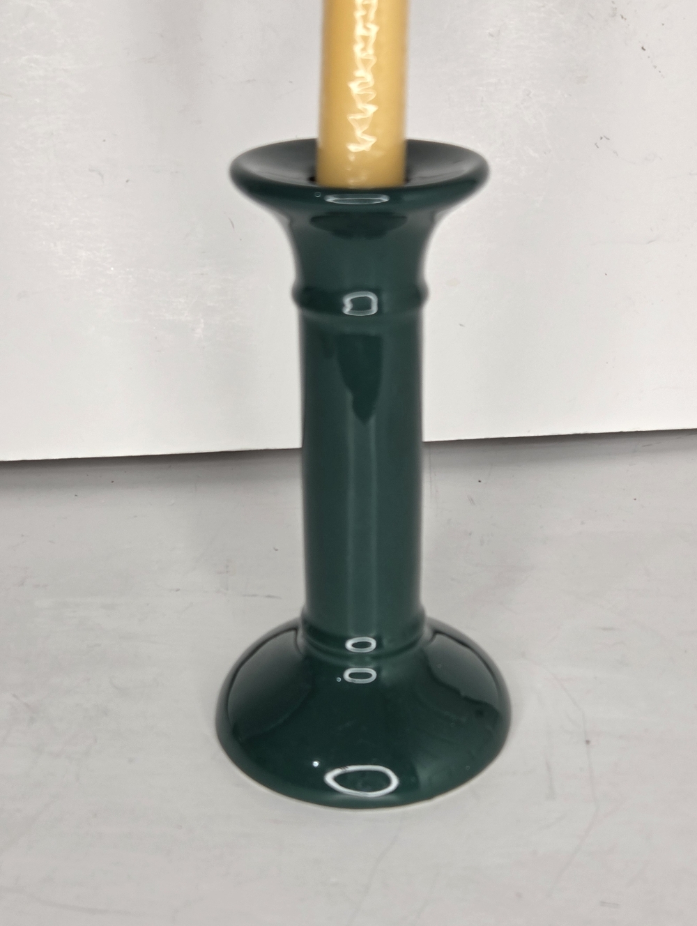 Vintage Hermitage Pottery Green Stoneware Candlestick With Heart Design - Picture 3 of 5